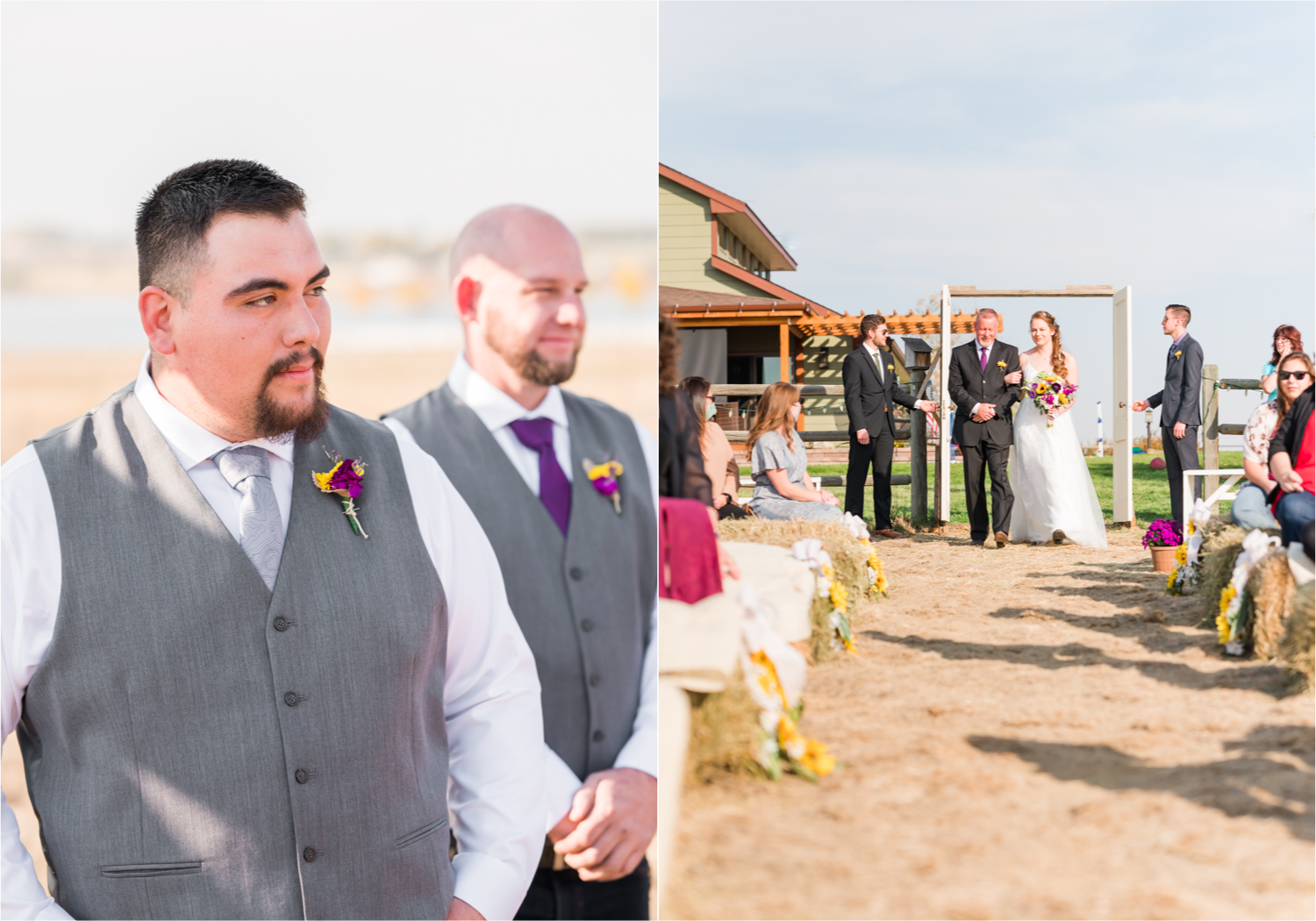 Rustic Fall Wedding at country home overlooking longs peak | Britni Girard Photography | Colorado Wedding Photography and Videography team | Fall colors, country fences leading to mountain views | Relaxed DIY wedding with elegant charm | Florals by Tahnee Wydra | Brides Dress from Abeille Bridal | Best Event Rentals