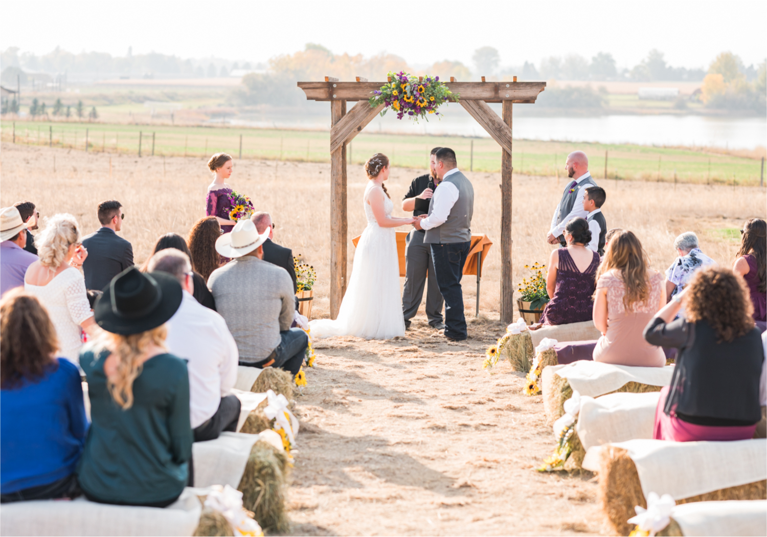 Rustic Fall Wedding at country home overlooking longs peak | Britni Girard Photography | Colorado Wedding Photography and Videography team | Fall colors, country fences leading to mountain views | Relaxed DIY wedding with elegant charm | Florals by Tahnee Wydra | Brides Dress from Abeille Bridal | Best Event Rentals
