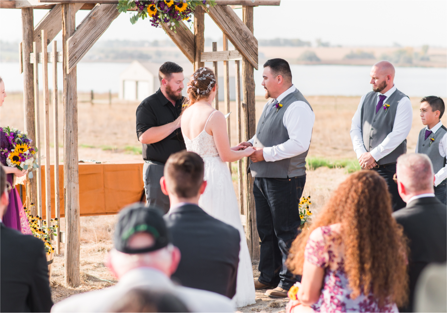 Rustic Fall Wedding at country home overlooking longs peak | Britni Girard Photography | Colorado Wedding Photography and Videography team | Fall colors, country fences leading to mountain views | Relaxed DIY wedding with elegant charm | Florals by Tahnee Wydra | Brides Dress from Abeille Bridal | Best Event Rentals
