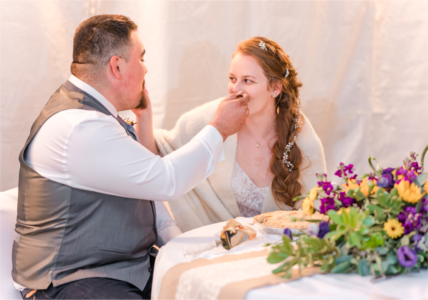Rustic Fall Wedding at country home overlooking longs peak | Britni Girard Photography | Colorado Wedding Photography and Videography team | Fall colors, country fences leading to mountain views | Relaxed DIY wedding with elegant charm | Florals by Tahnee Wydra | Brides Dress from Abeille Bridal | Best Event Rentals