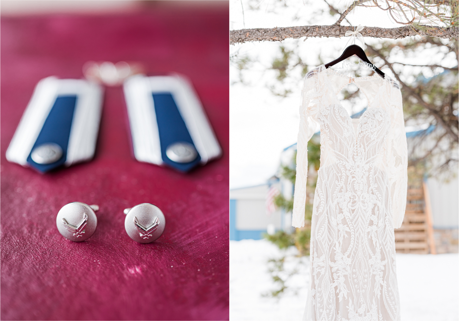 Winter Wonderland Wedding in Colorado Springs | Britni Girard Photography Colorado Wedding Photography and Film Team | Snow covered mountains and Christmas just a few days away | Annika + John's Nostalgic Winter Wedding | Bride's Dress iDream Bridal Essence of Australia | Air Force Academy