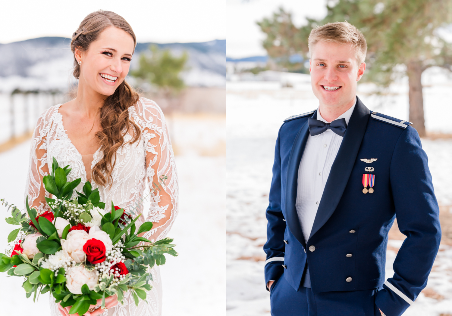 Winter Wonderland Wedding in Colorado Springs | Britni Girard Photography Colorado Wedding Photography and Film Team | Snow covered mountains and Christmas just a few days away | Annika + John's Nostalgic Winter Wedding | Bride's Dress iDream Bridal Essence of Australia | Air Force Academy 