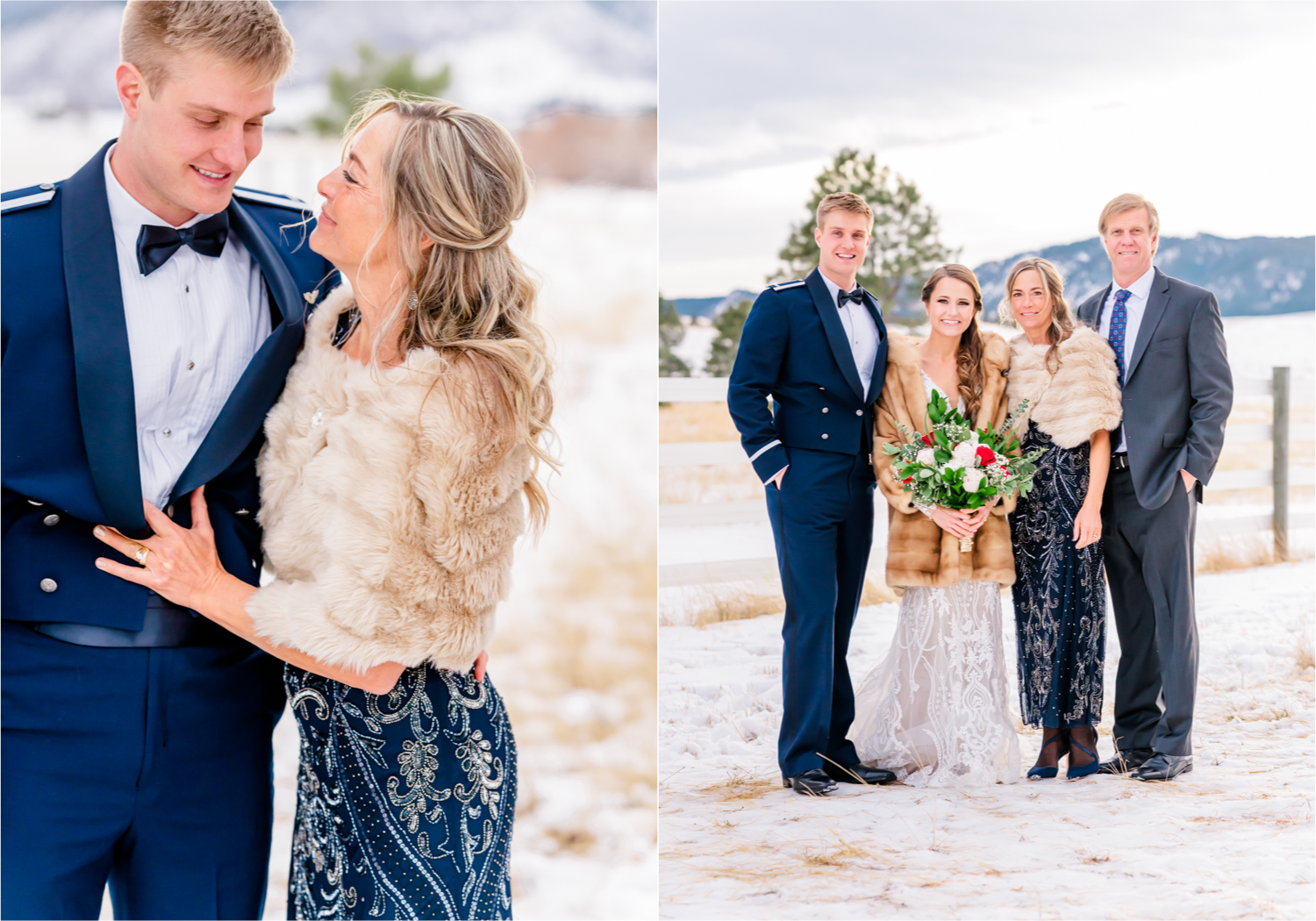 Winter Wonderland Wedding in Colorado Springs | Britni Girard Photography Colorado Wedding Photography and Film Team | Snow covered mountains and Christmas just a few days away | Annika + John's Nostalgic Winter Wedding | Bride's Dress iDream Bridal Essence of Australia | Air Force Academy | 
