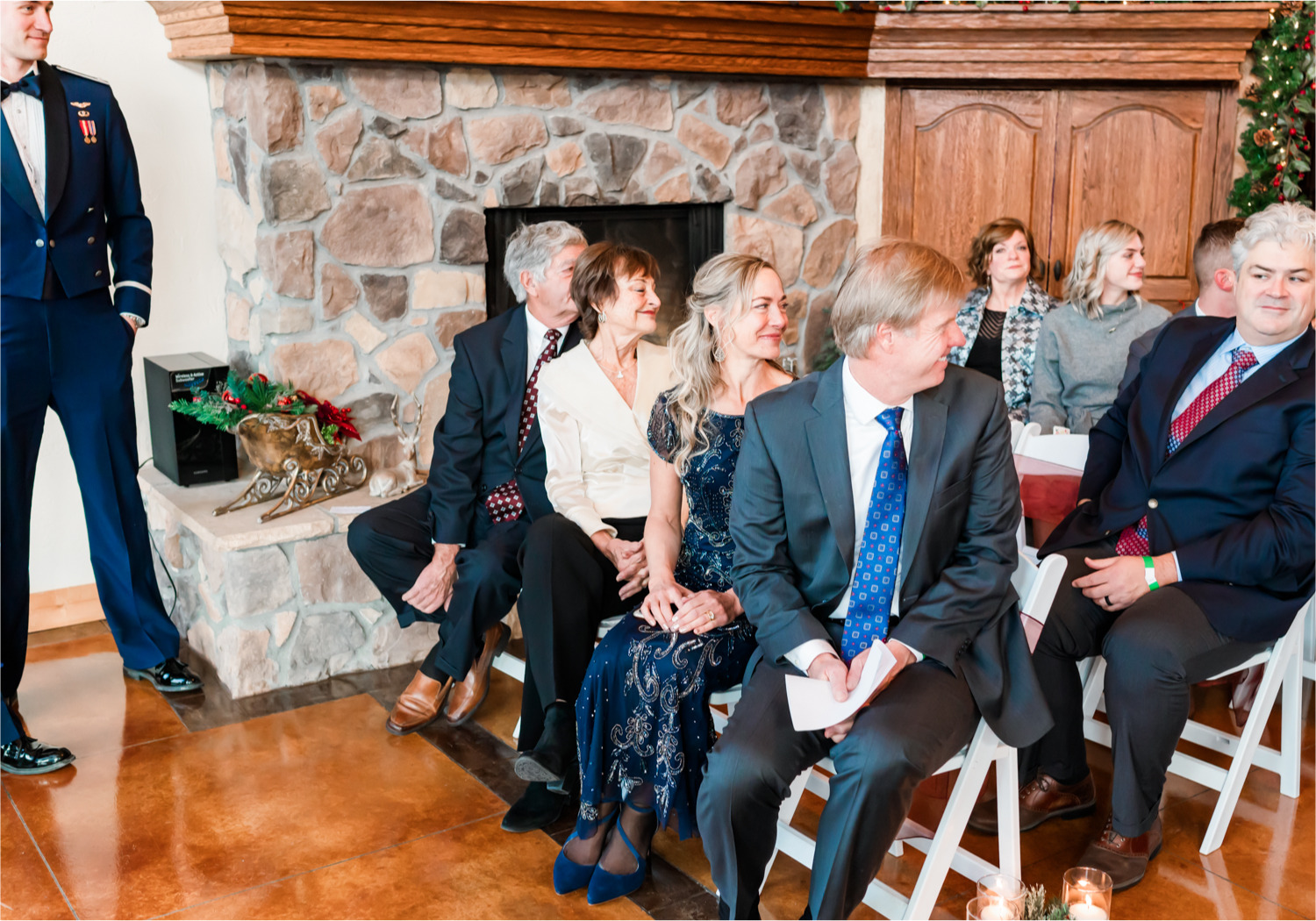 Winter Wonderland Wedding in Colorado Springs | Britni Girard Photography Colorado Wedding Photography and Film Team | Snow covered mountains and Christmas just a few days away | Annika + John's Nostalgic Winter Wedding | Bride's Dress iDream Bridal Essence of Australia | Air Force Academy | Ceremony Entrance Rustic Cabin 