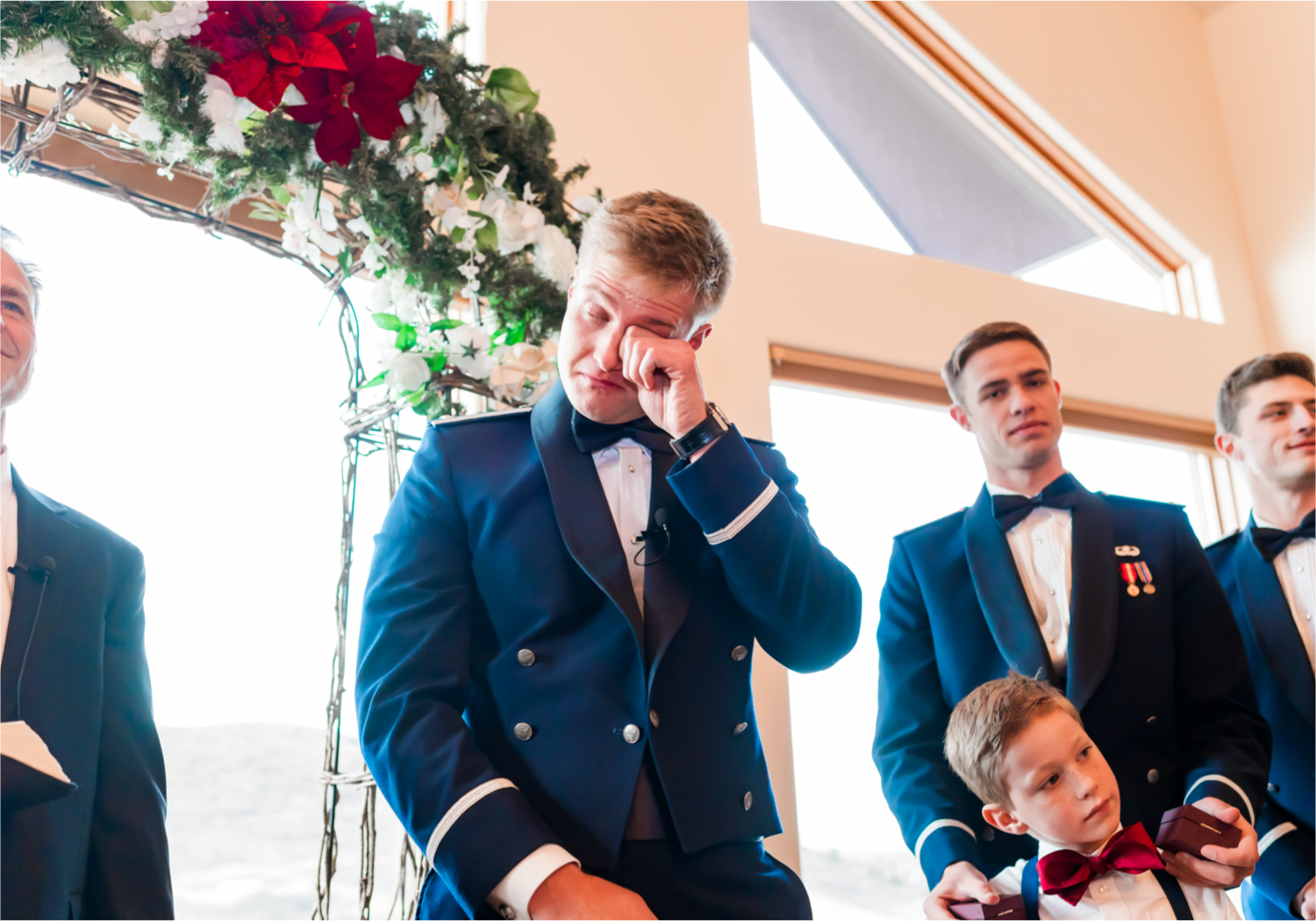 Winter Wonderland Wedding in Colorado Springs | Britni Girard Photography Colorado Wedding Photography and Film Team | Snow covered mountains and Christmas just a few days away | Annika + John's Nostalgic Winter Wedding | Bride's Dress iDream Bridal Essence of Australia | Air Force Academy | Ceremony Entrance Rustic Cabin 