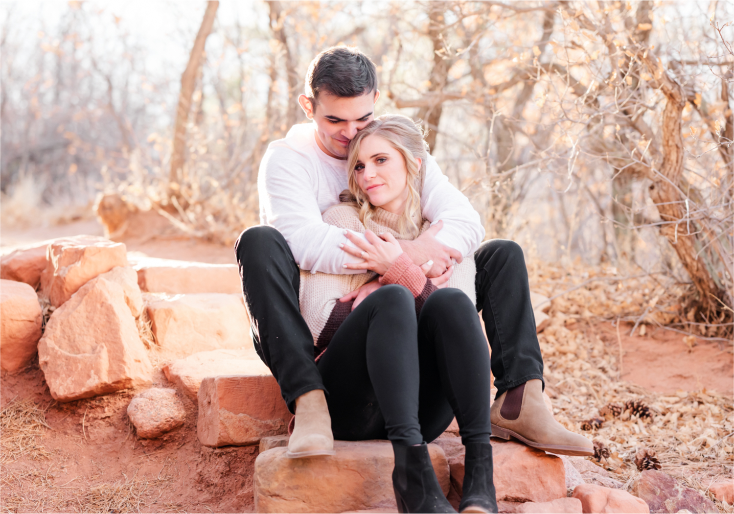 Winter Engagement at Red Rock Canyon Open Space in Colorado Springs | Britni Girard Photography Colorado Wedding Photography and Videography Team | Romantic strolls through the canyons and snuggles from the cold for these two Air Force Academy Graduates