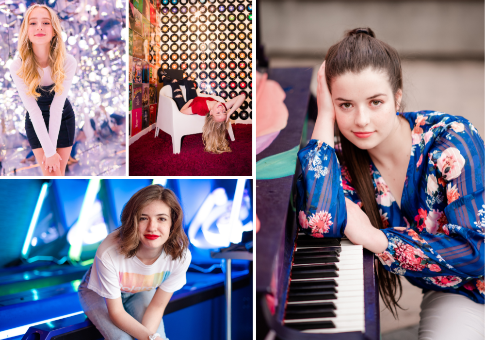 Bright and Colorful senior portrait outfits and locations | Britni Girard Photography | Colorado Senior Portrait Photographer in Loveland - Bright, true to life photos in an editorial style - Selfie Museum senior portraits - Piano Senior Portrait - Game Room Senior Portrait