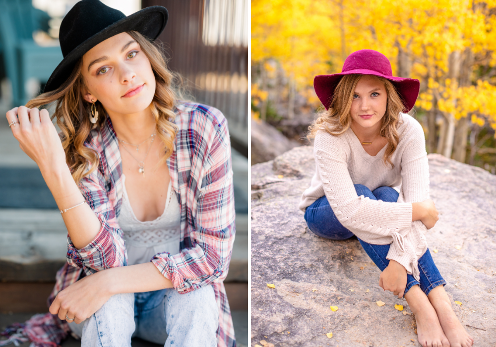 Accessories and hat options for senior portraits | Britni Girard Photography | Colorado Senior Portrait Photographer in Loveland - Bright, true to life photos in an editorial style